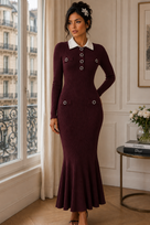 Jessica Bara Zumer Collared Long Sleeve Maxi Dress