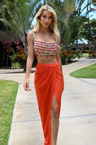 SALE Jessica Bara Remgielyn Crystal Embellished Sequin Crop Top and Maxi Skirt Two Piece Set