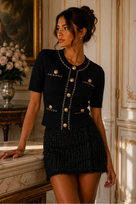 Jessica Bara Kastil Gold Button Short Sleeve Top