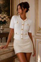 Jessica Bara Kastil Gold Button Short Sleeve Top
