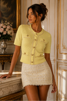 Jessica Bara Kastil Gold Button Short Sleeve Top