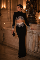 Jessica Bara Katya Long Sleeve High Neck Top and Maxi Skirt Two Piece Set