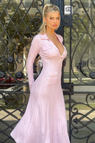 Jessica Bara Shalom Collared Long Sleeve Maxi Dress