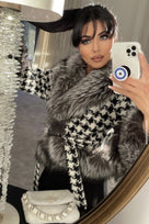 Jessica Bara Brody Houndstooth Fur Belted Coat As Seen On Leyla Milani