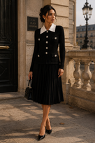 Jessica Bara Mezar Collared Long Sleeve Midi Dress