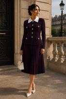 Jessica Bara Mezar Collared Long Sleeve Midi Dress