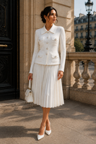 Jessica Bara Mezar Collared Long Sleeve Midi Dress