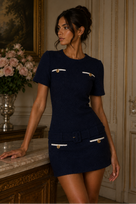 Jessica Bara Seja Gold Button Belted Mini Dress