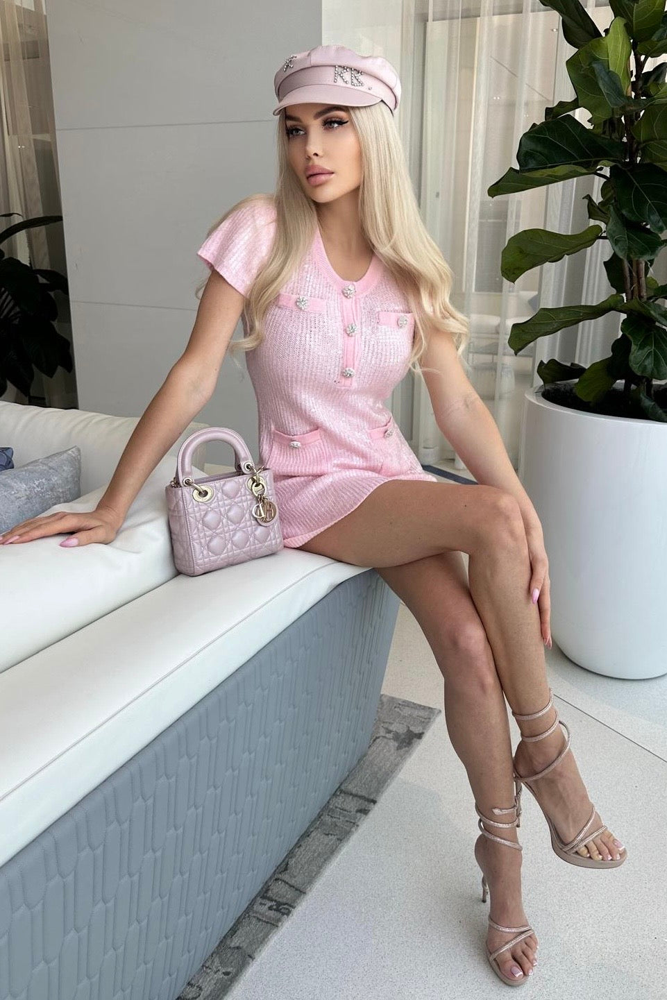 pink sequin short sleeve dress Pink Tulle Sequins Short A-Line Prom Dress, Cute Short Sleeve Evening