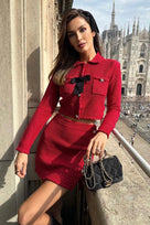 Jessica Bara Heartly Knit Cardigan and Skirt Two Piece Set As Seen On Tika Camaj