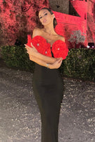 Jessica Bara Minka Off The Shoulder Flower Maxi-Dress