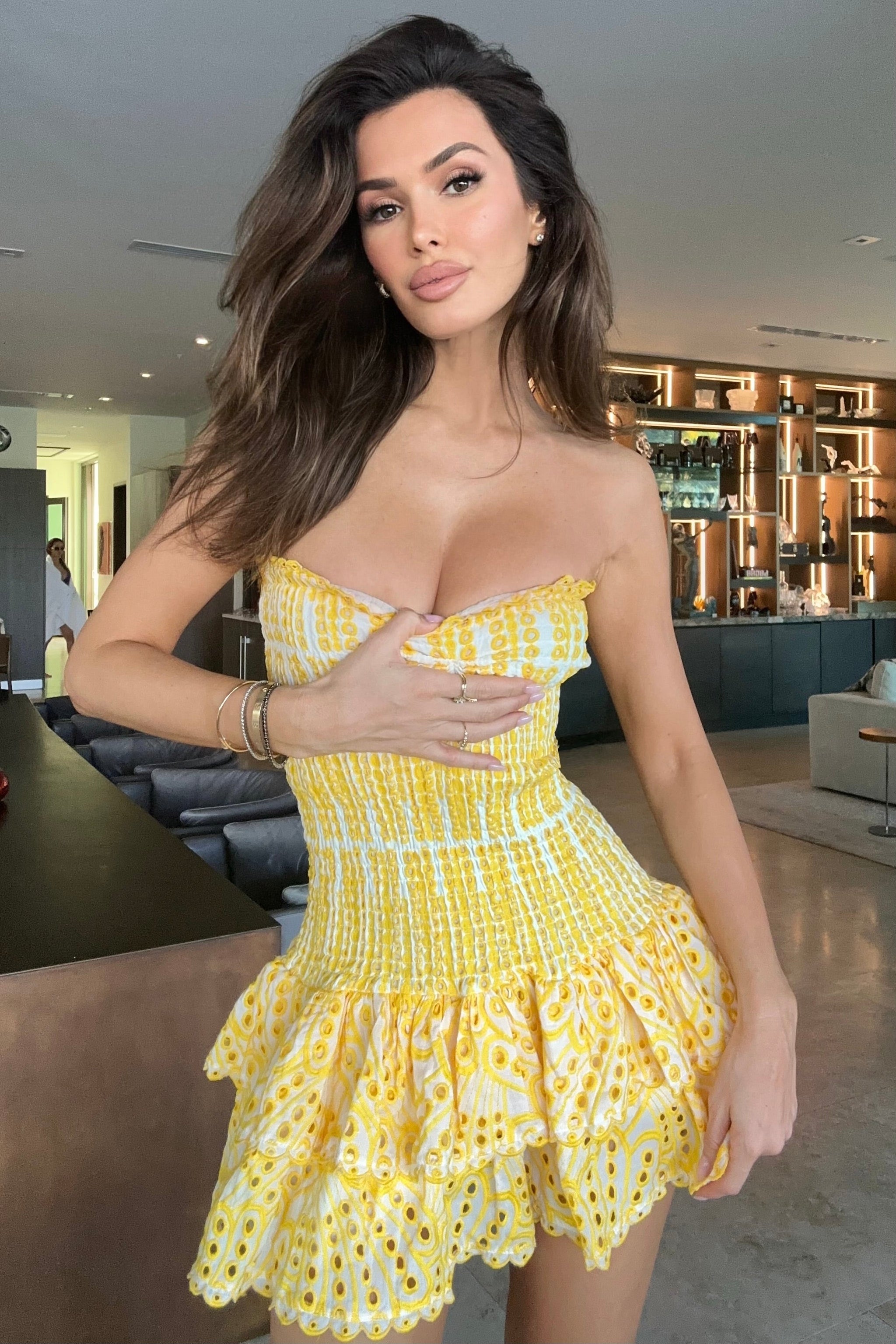 Jessica Bara Vienna Strapless Tube Bodycon Ruffle Mini Dress
