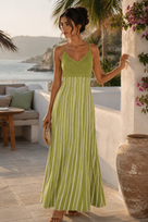 Jessica Bara Vaze Striped V-Neck Maxi Dress