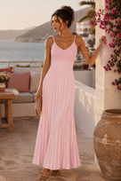 Jessica Bara Vaze Striped V-Neck Maxi Dress