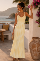 Jessica Bara Vaze Striped V-Neck Maxi Dress