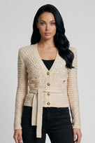 Jessica Bara Edra Tweed Gold Button Cardigan Top