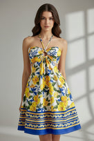 Jessica Bara Meiko Halter Neck Cut Out Mini Dress
