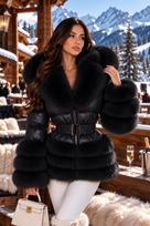 Jessica Bara Yolanda Fur Belted Coat