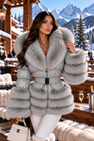 Jessica Bara Yolanda Fur Belted Coat
