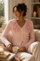 Jessica Bara Zarena Knit Flower Cardigan