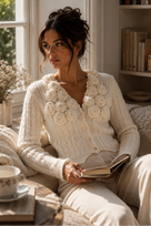 Jessica Bara Zarena Knit Flower Cardigan