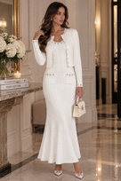 Jessica Bara Zarmesh Knit Cardigan and Maxi Dress Two Piece Set