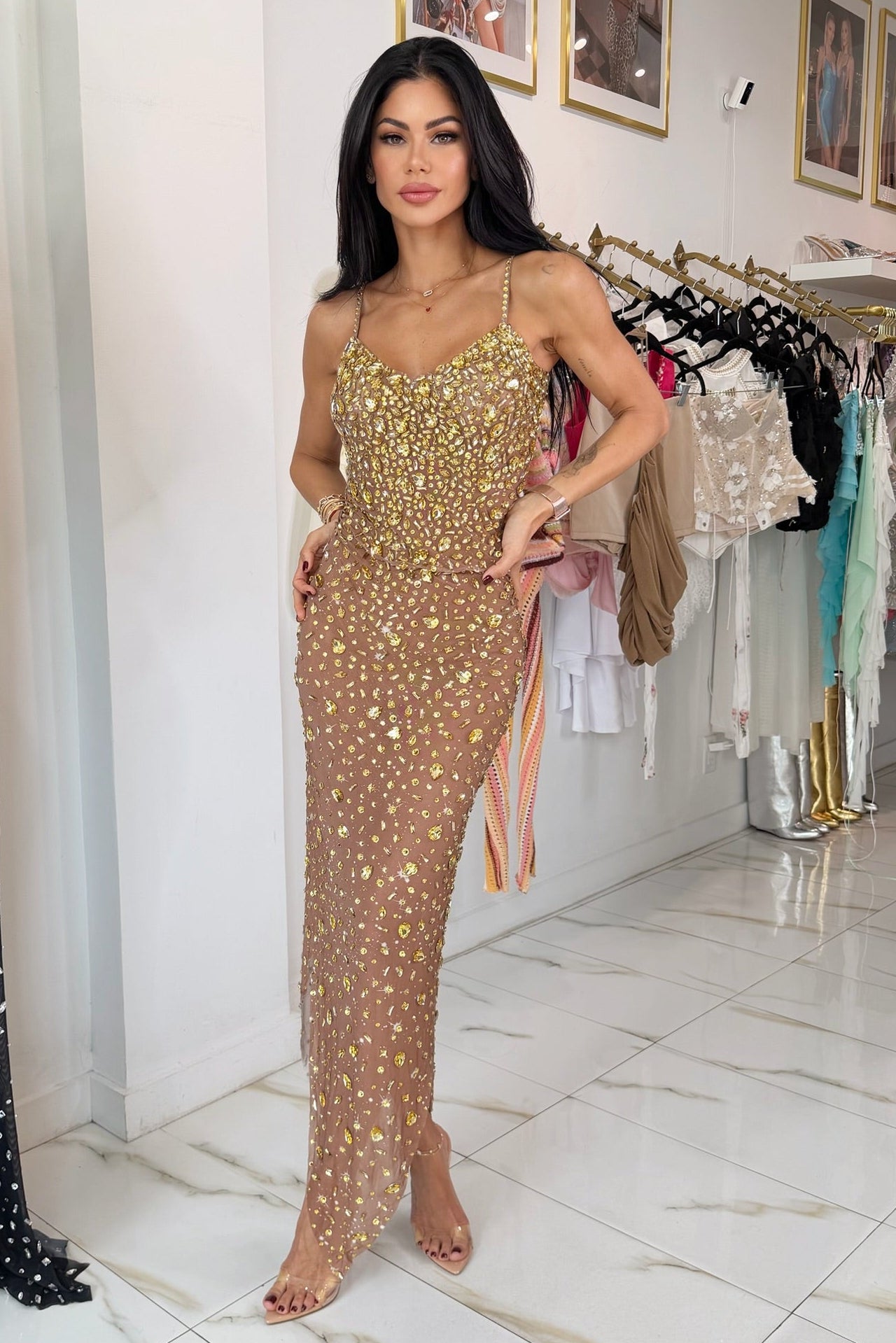 Jessica Bara Zelsha Crystal Gown