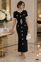 Jessica Bara Zhera Short Sleeve Ruffle Belted Maxi Dress