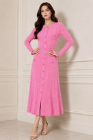 Jessica Bara Sesie Long Sleeve Knit Maxi Dress