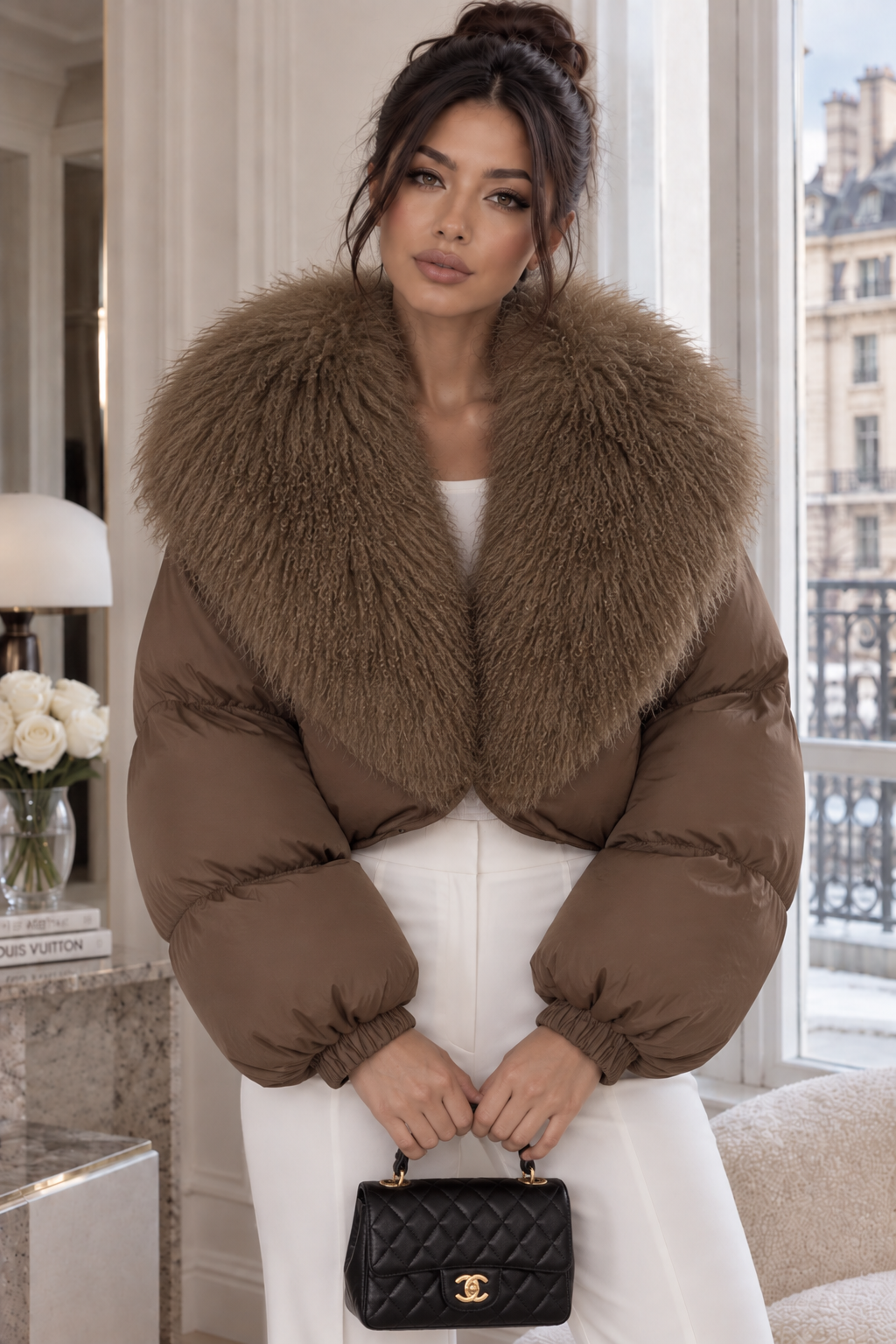 Jessica Bara Beria Fur Puffer Jacket
