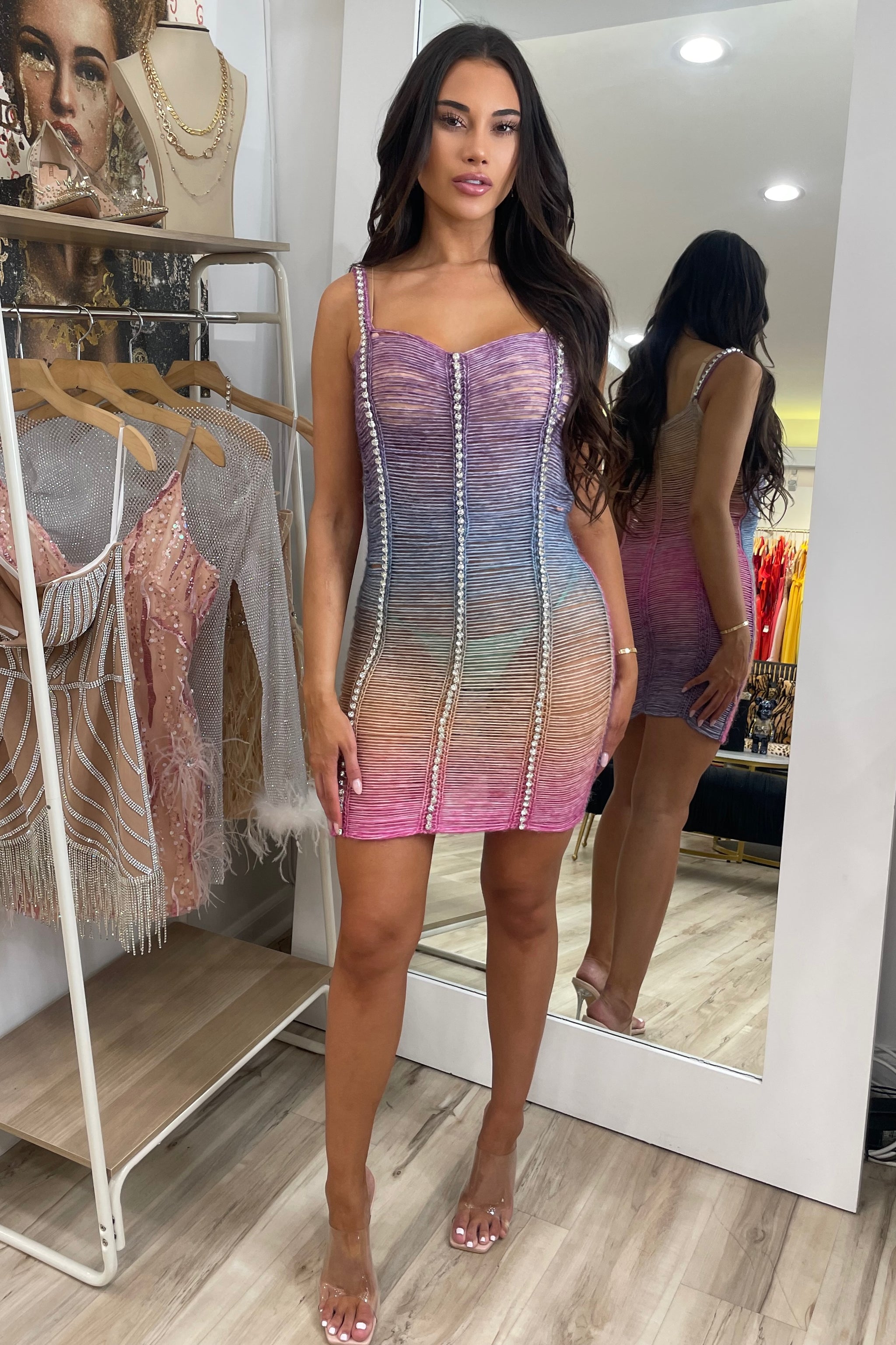 Jessica Bara Kalea Crystal Knit Mini Dress As Seen On Tika Camaj