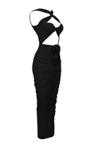 Jessica Bara Aubrienna Ruched Rose Midi Dress