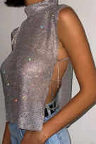 Jessica Bara Asher Sleeveless Crystal Mesh Top