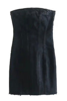 Jessica Bara Danica Strapless Tube Denim Mini Dress
