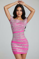 Jessica Bara Jona Off The Shoulder Rhinestone Mini Dress