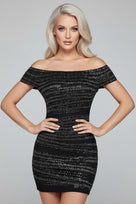 Jessica Bara Jona Off The Shoulder Rhinestone Mini Dress