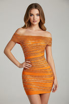 Jessica Bara Jona Off The Shoulder Rhinestone Mini Dress