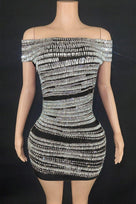 Jessica Bara Jona Off The Shoulder Rhinestone Mini Dress