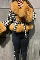 Jessica Bara Brody Houndstooth Fur Belted Coat As Seen On Leyla Milani