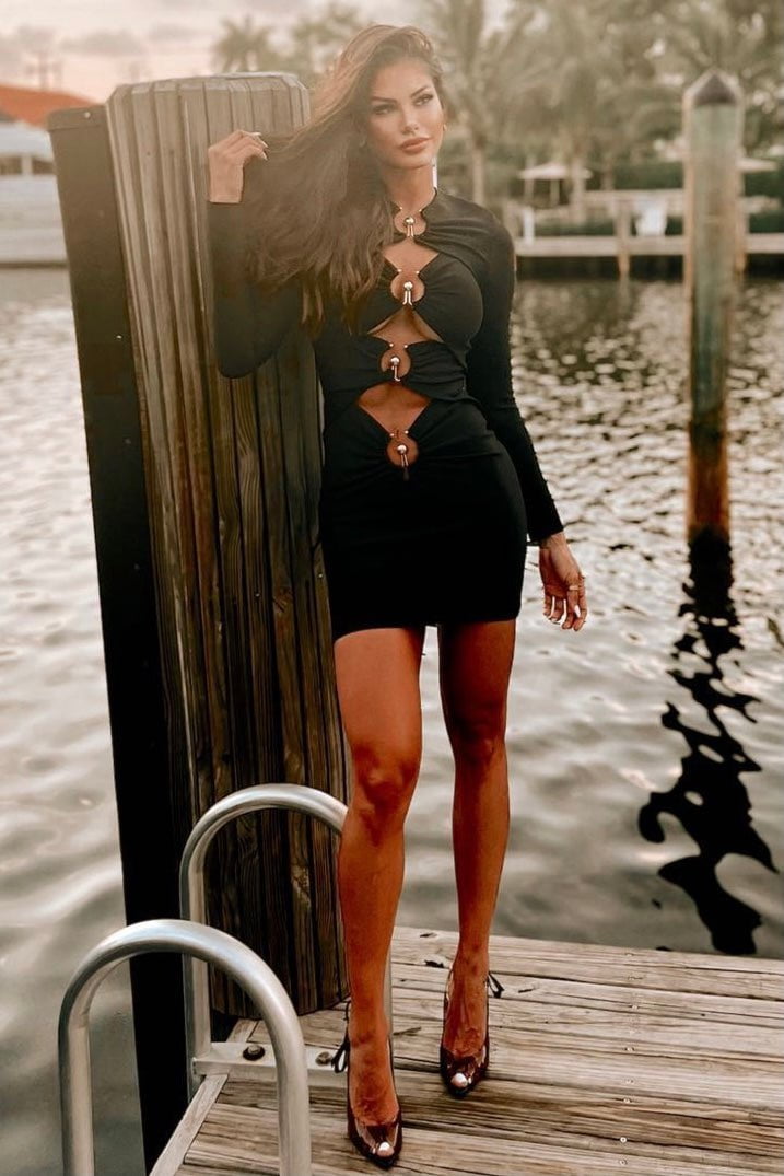 geneva mini dress Jessica Bara Geneva Long Sleeve Cut Out Mini Dress As Seen On Carolina Delgado