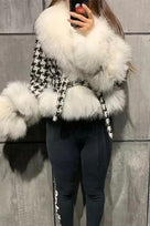 Jessica Bara Brody Houndstooth Fur Belted Coat As Seen On Leyla Milani