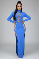 Jessica Bara Benedetta Crystal Cut Out Maxi Dress