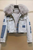 Jessica Bara Grover Denim and Fur Coat