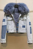 Jessica Bara Grover Denim and Fur Coat