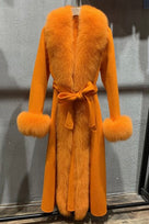 Jessica Bara Inessa Fur Belted Long Coat