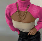 Jessica Bara Kingsley Turtleneck Knit Extreme Crop Top