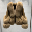Jessica Bara Oksana Leather Fur Belted Coat