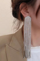 Jessica Bara Tamra Rhinestone Fringe Dangle Earrings