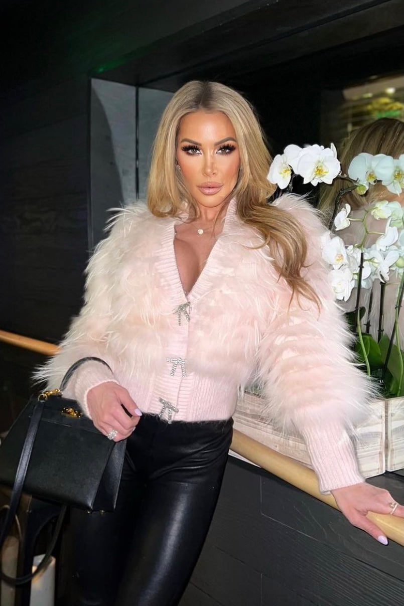 Jessica Bara Dolores Bow Button Fur Coat