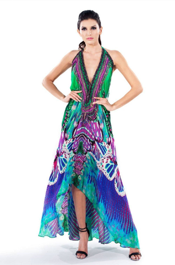 All Dresses - Shahida Parides Purple Butterfly Print Maxi Dress